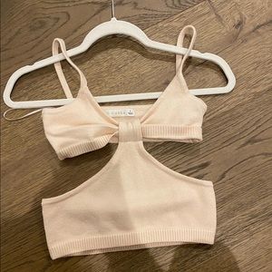 Tan cut out cropped tank top